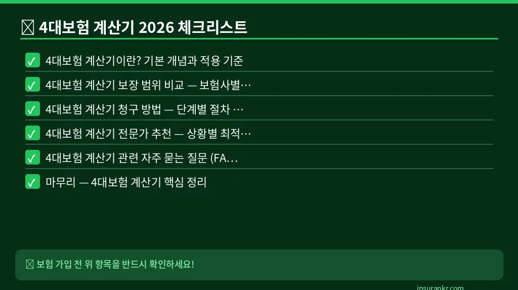 4대보험 계산기 2026 체크리스트