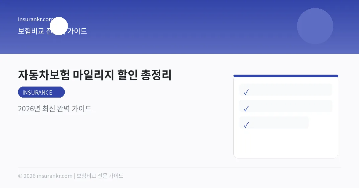 자동차보험 마일리지 할인 총정리 — 2026년 최신 완벽 가이드