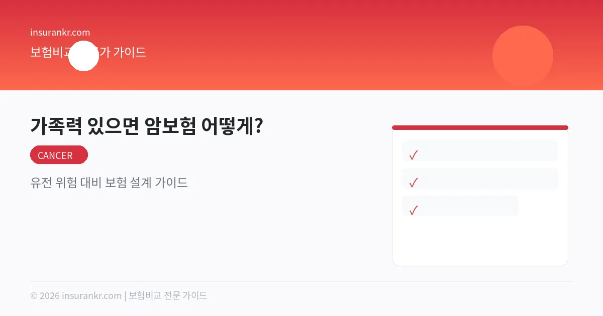 가족력 있으면 암보험 어떻게? — 유전 위험 대비 보험 설계 가이드