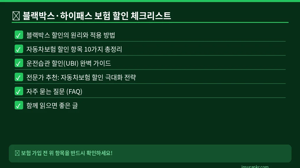 블랙박스·하이패스 보험 할인 체크리스트