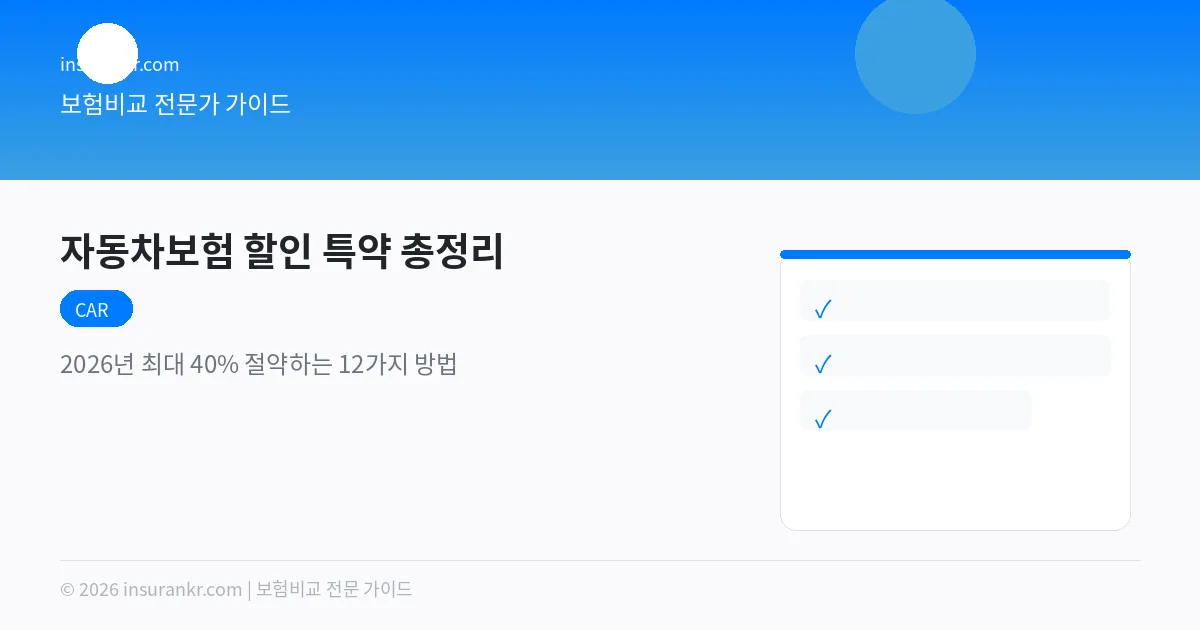 자동차보험 할인 특약 총정리 — 2026년 최대 40% 절약하는 12가지 방법