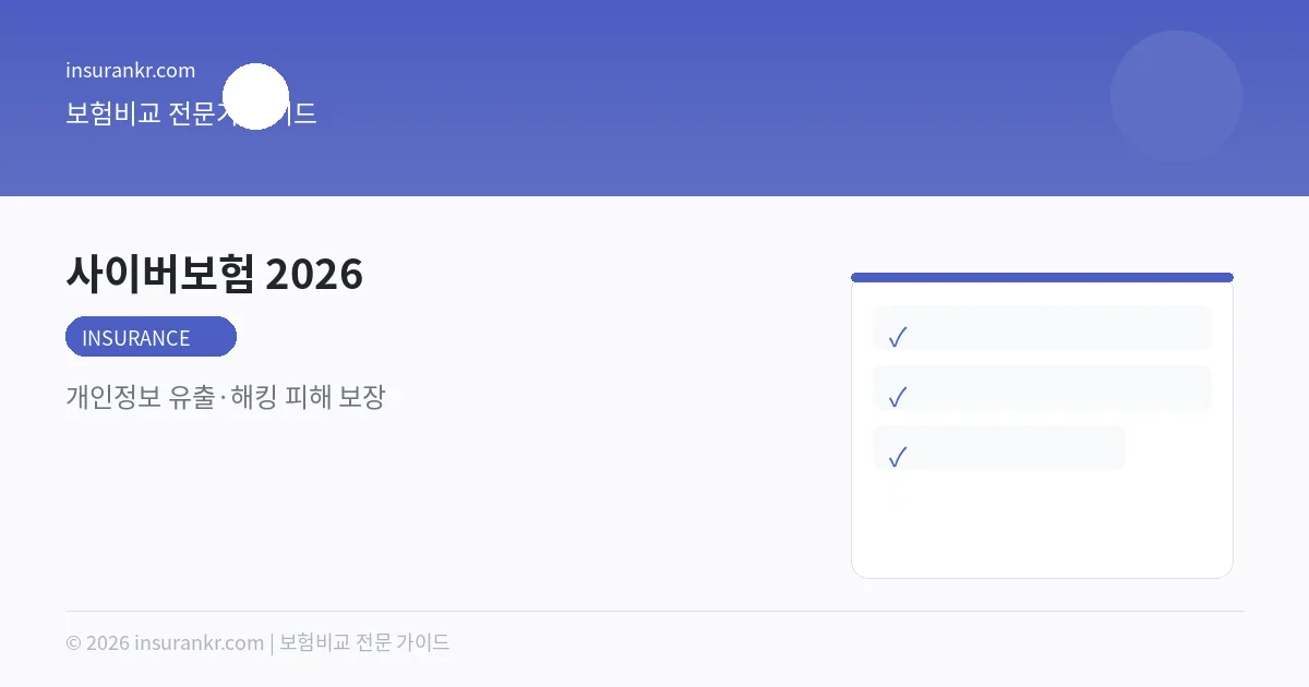 사이버보험 2026 — 개인정보 유출·해킹 피해 보장