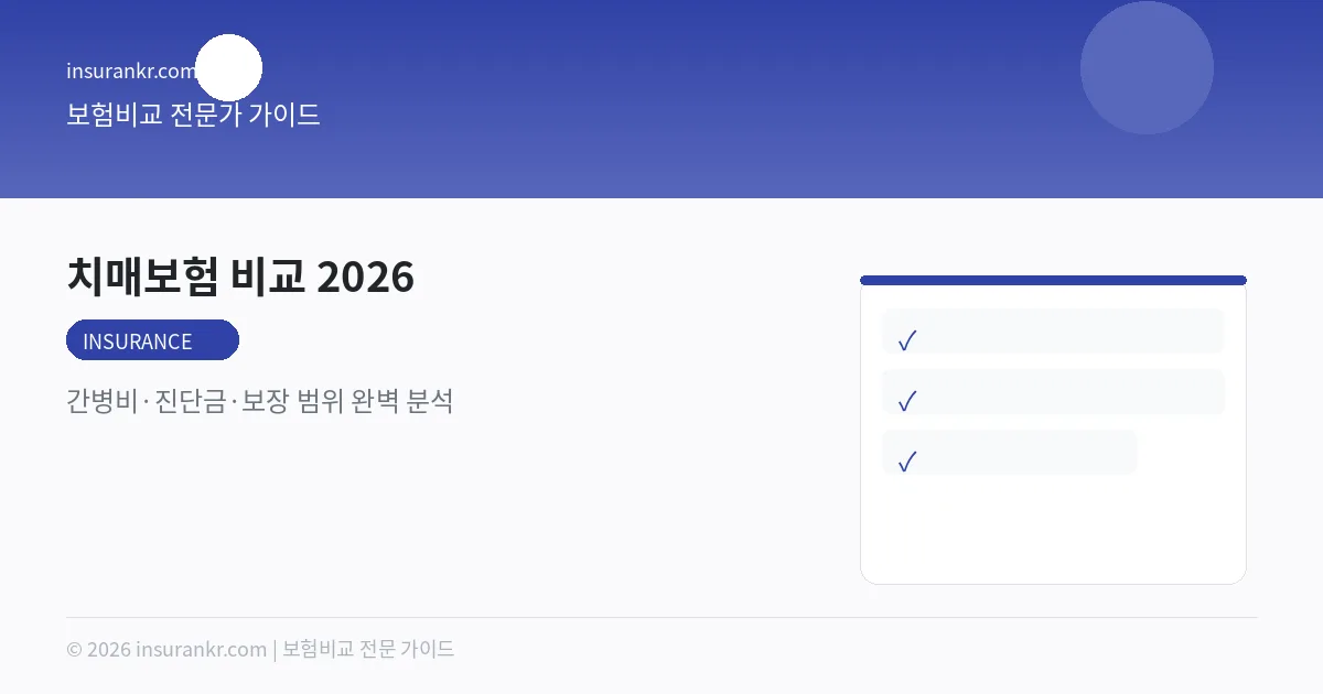 치매보험 비교 2026 — 간병비·진단금·보장 범위 완벽 분석