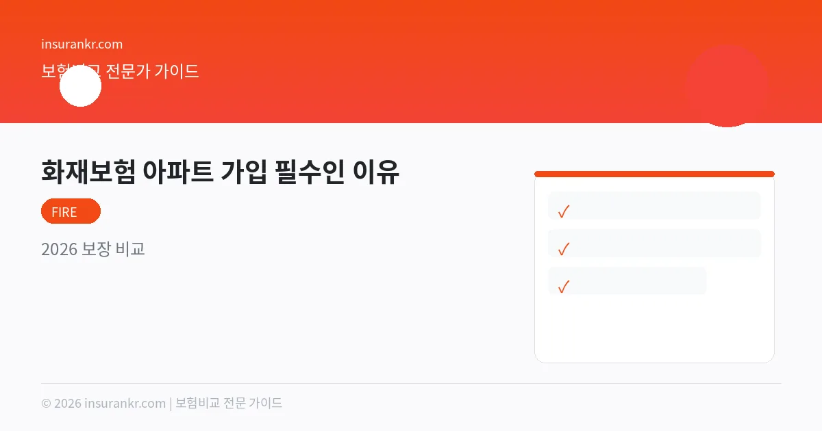 화재보험 아파트 가입 필수인 이유 — 2026 보장 비교