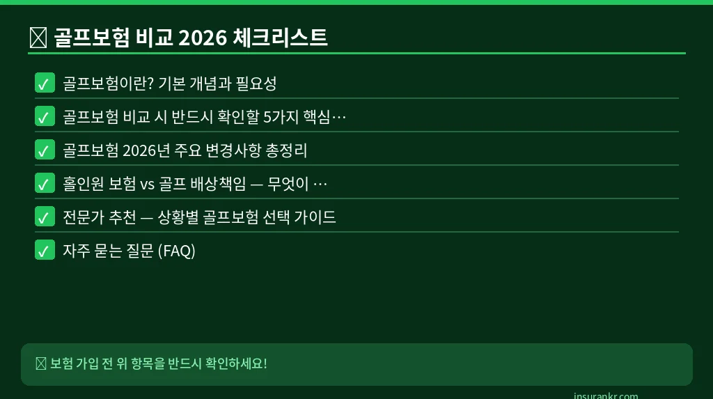 골프보험 비교 2026 체크리스트