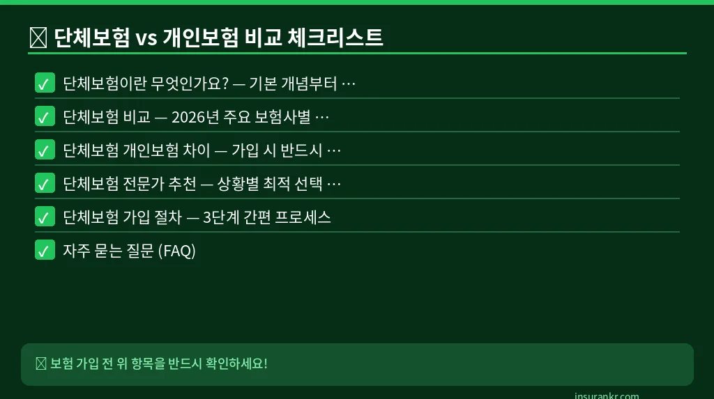 단체보험 vs 개인보험 비교 체크리스트