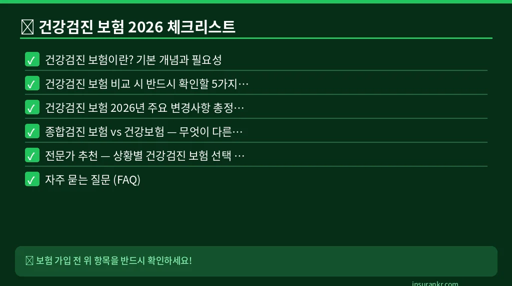 건강검진 보험 2026 체크리스트