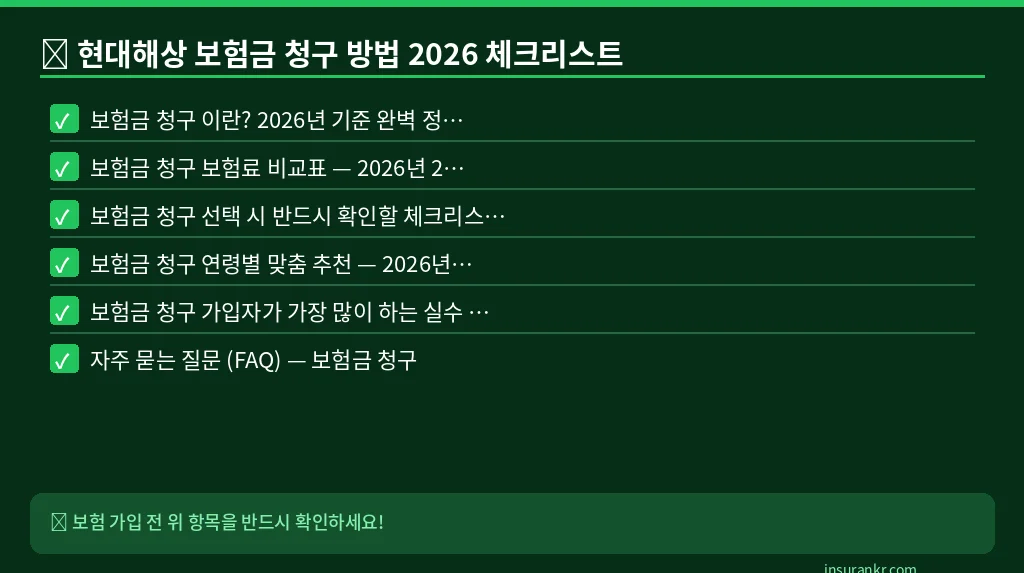 현대해상 보험금 청구 방법 2026 체크리스트