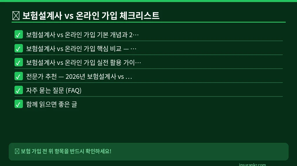 보험설계사 vs 온라인 가입 체크리스트