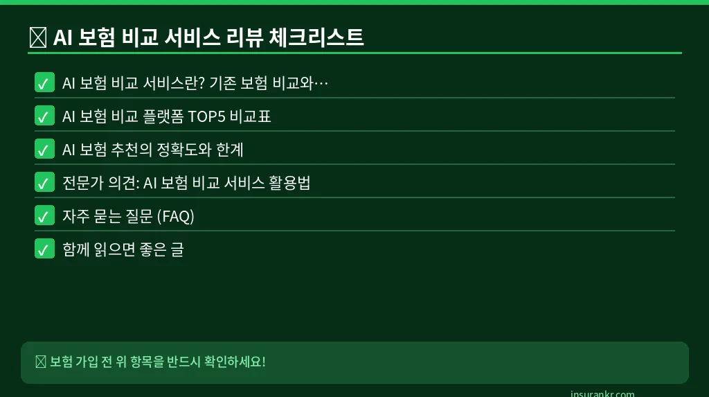 AI 보험 비교 서비스 리뷰 체크리스트