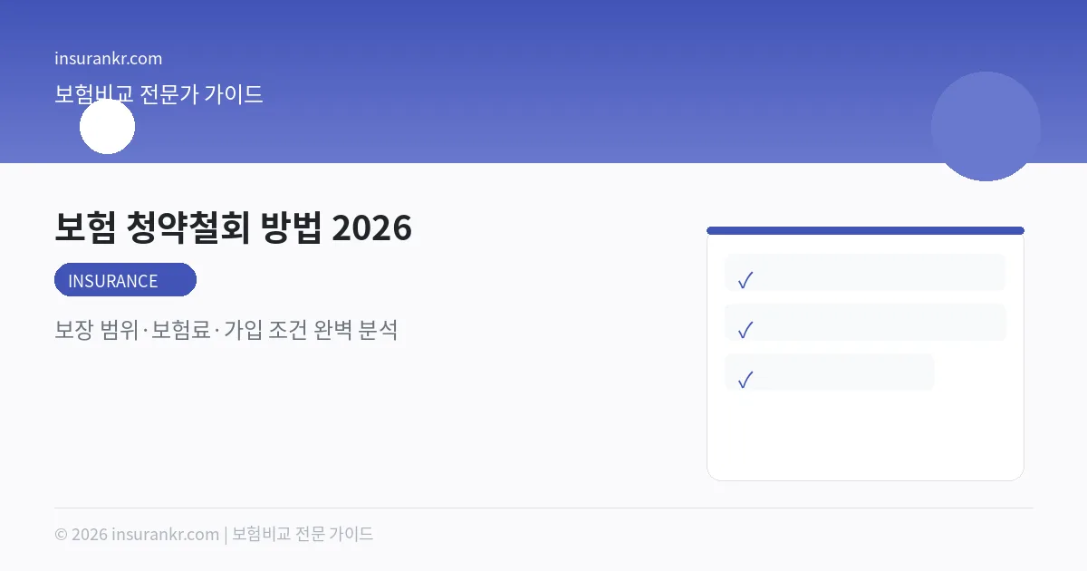 보험 청약철회 방법 2026 — 보장 범위·보험료·가입 조건 완벽 분석