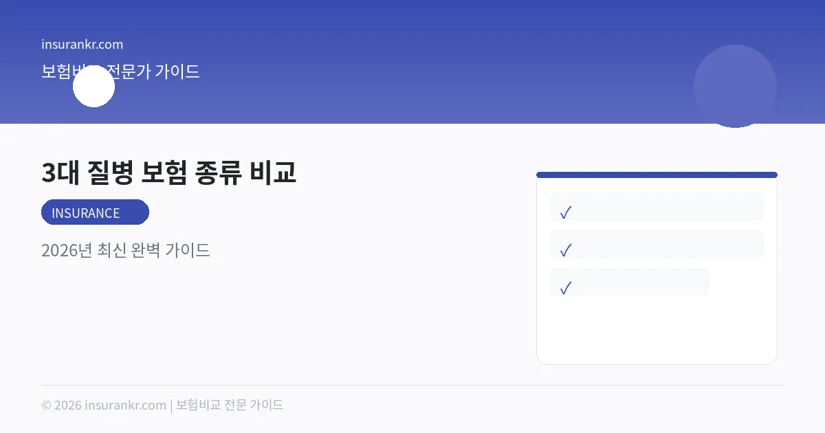 3대 질병 보험 종류 비교 — 2026년 최신 완벽 가이드