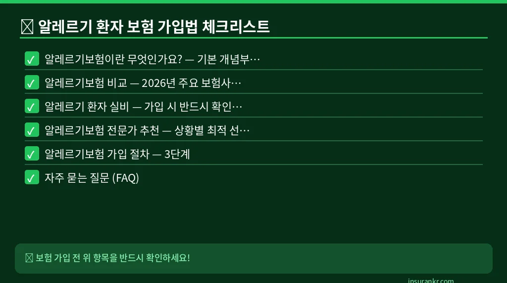 알레르기 환자 보험 가입법 체크리스트