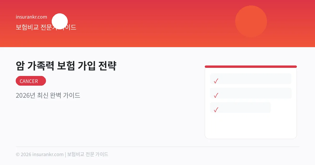 암 가족력 보험 가입 전략 — 2026년 최신 완벽 가이드