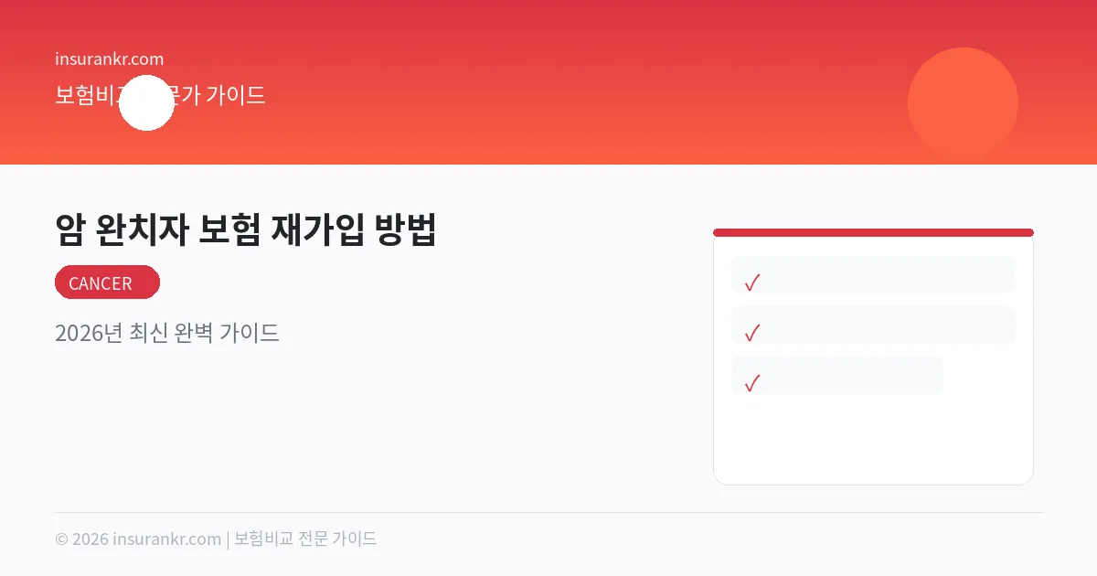 암 완치자 보험 재가입 방법 — 2026년 최신 완벽 가이드