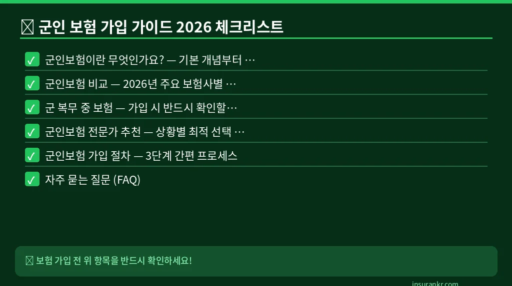 군인 보험 가입 가이드 2026 체크리스트