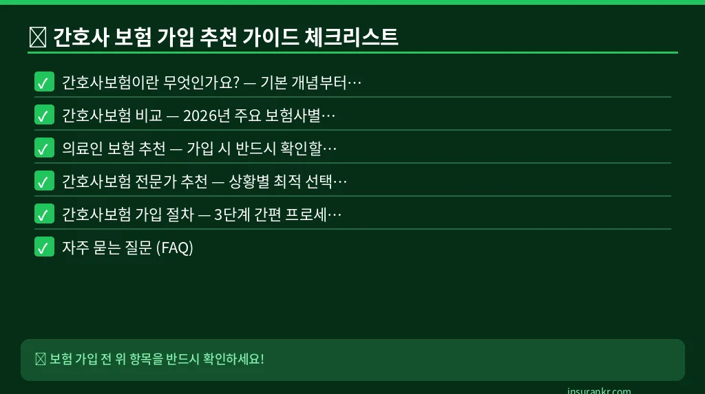 간호사 보험 가입 추천 가이드 체크리스트