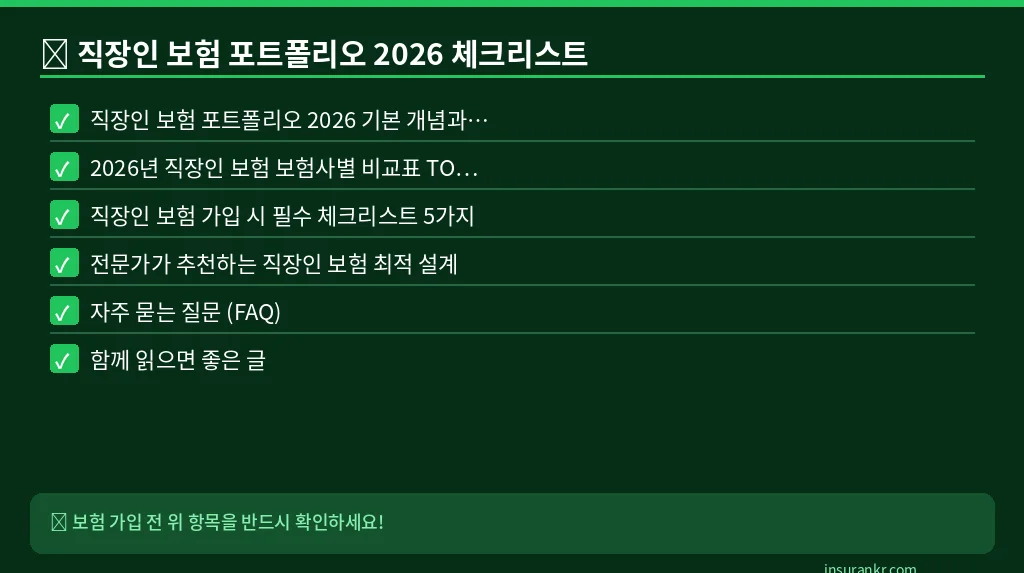직장인 보험 포트폴리오 2026 체크리스트