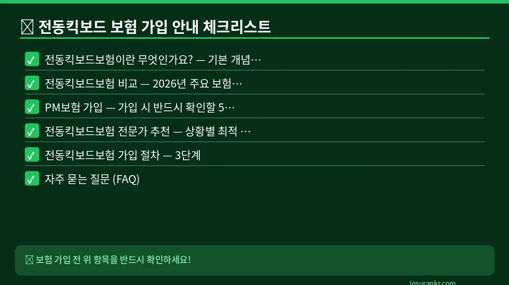 전동킥보드 보험 가입 안내 체크리스트