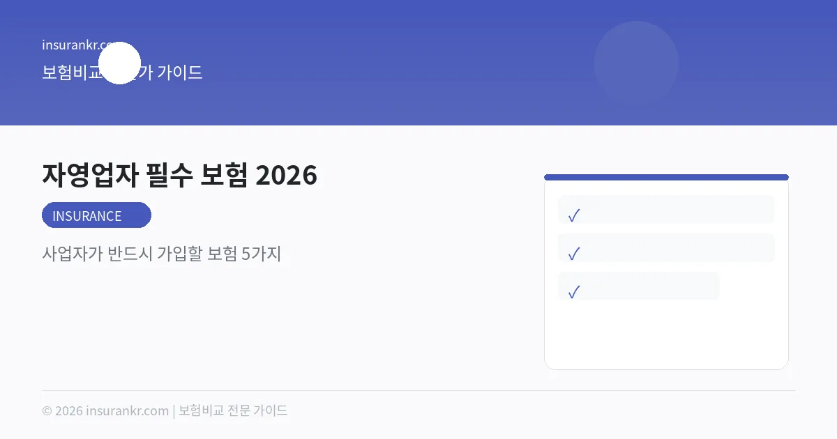 자영업자 필수 보험 2026 — 사업자가 반드시 가입할 보험 5가지