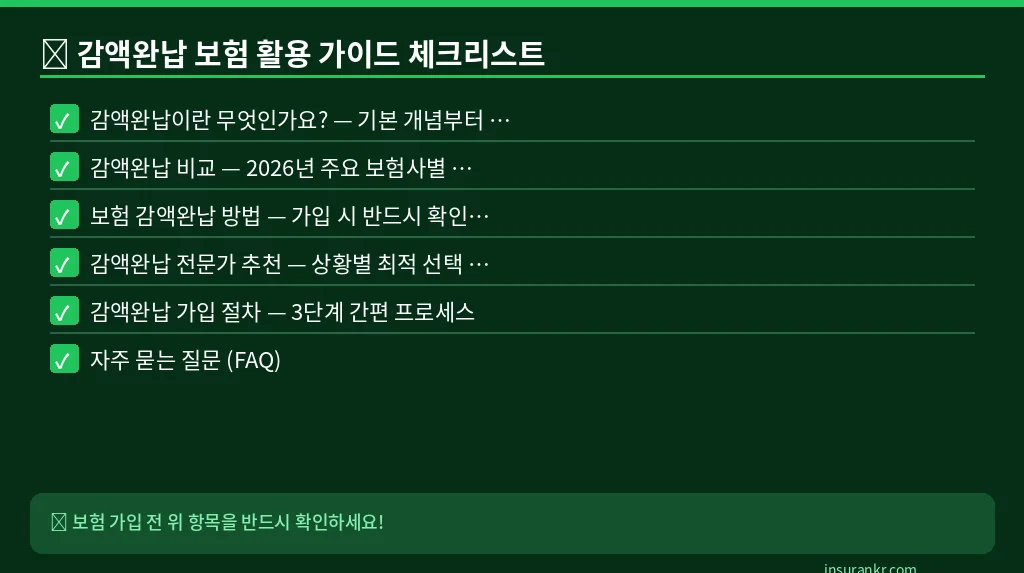 감액완납 보험 활용 가이드 체크리스트