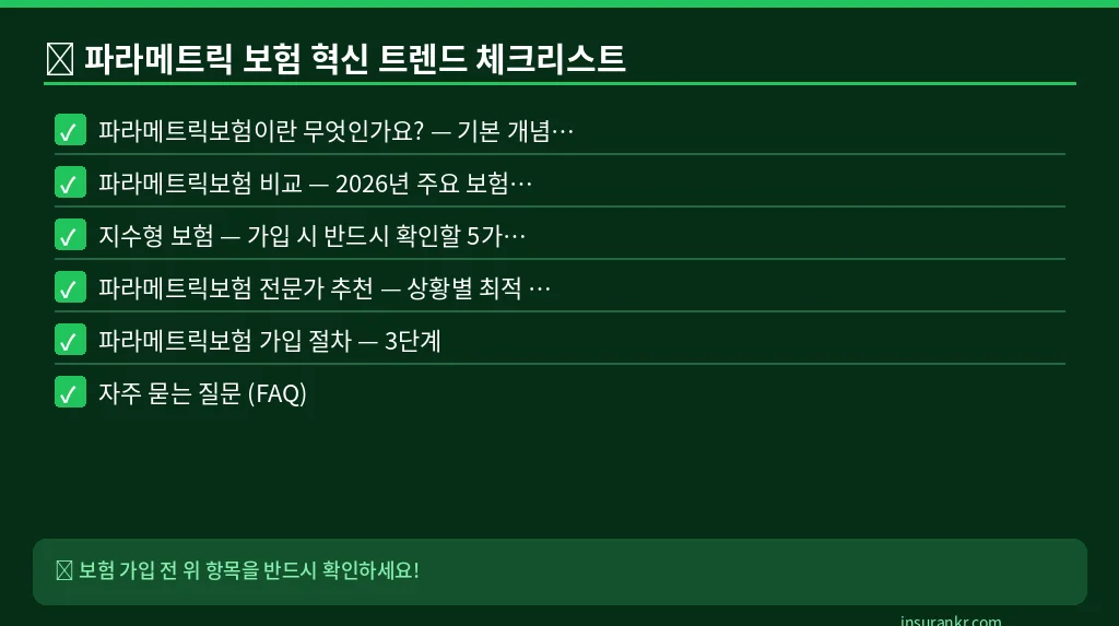 파라메트릭 보험 혁신 트렌드 체크리스트
