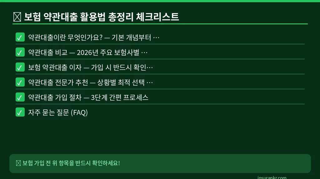 보험 약관대출 활용법 총정리 체크리스트