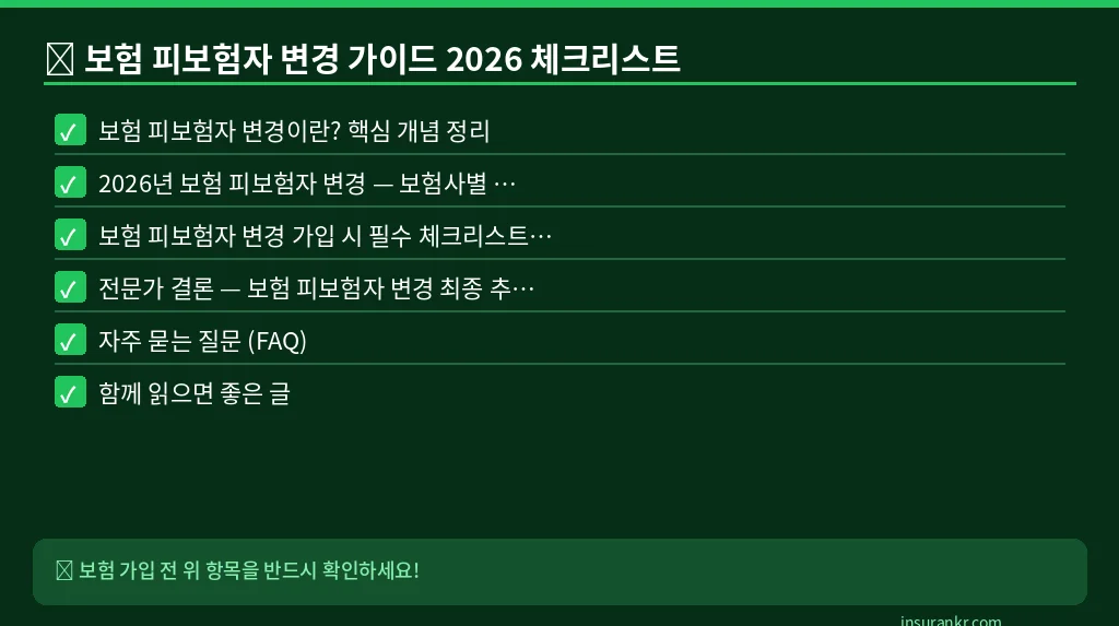 보험 피보험자 변경 가이드 2026 체크리스트