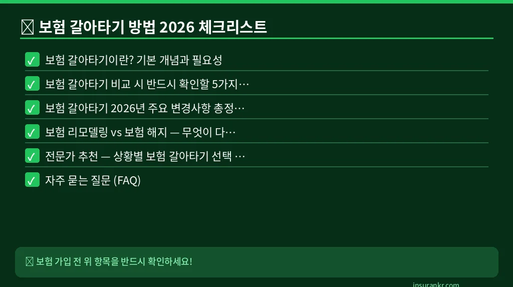 보험 갈아타기 방법 2026 체크리스트