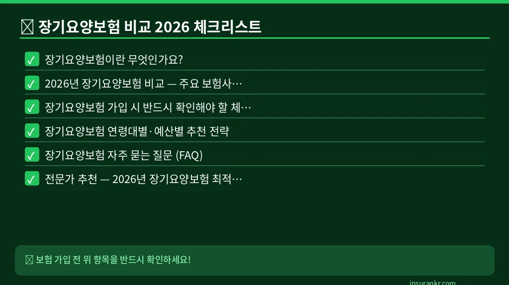 장기요양보험 비교 2026 체크리스트