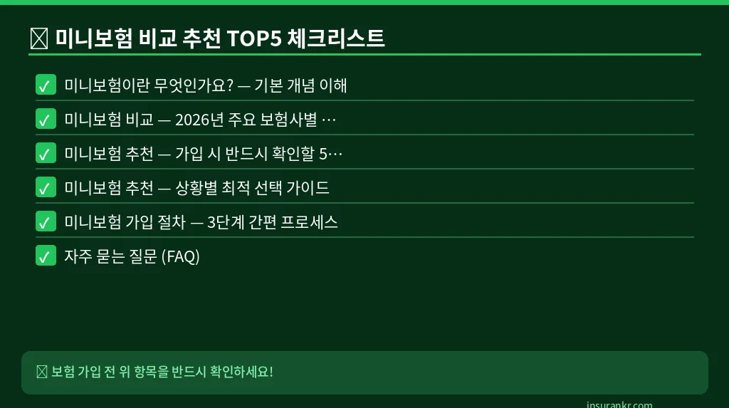 미니보험 비교 추천 TOP5 체크리스트