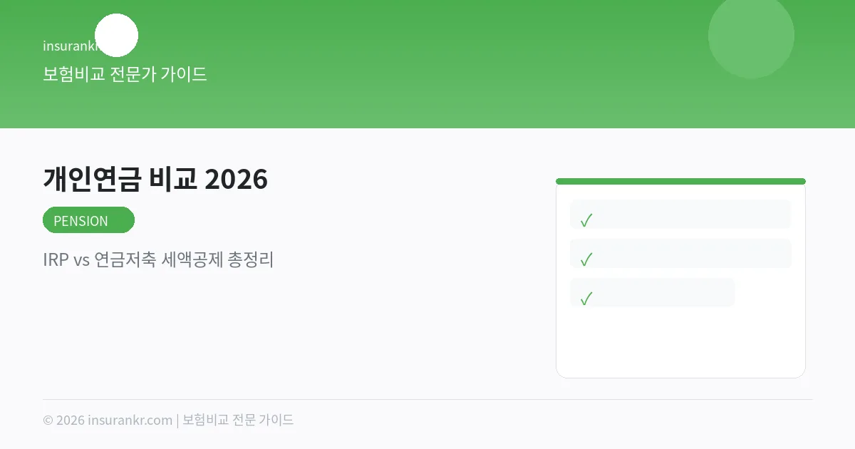 개인연금 비교 2026 비교 분석
