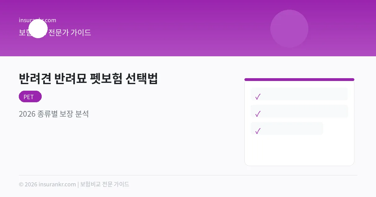 반려견 반려묘 펫보험 선택법 — 2026 종류별 보장 분석
