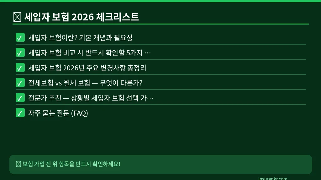 세입자 보험 2026 체크리스트
