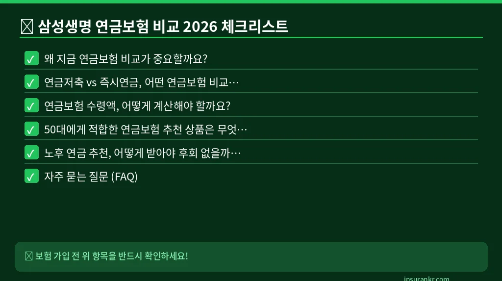 삼성생명 연금보험 비교 2026 체크리스트