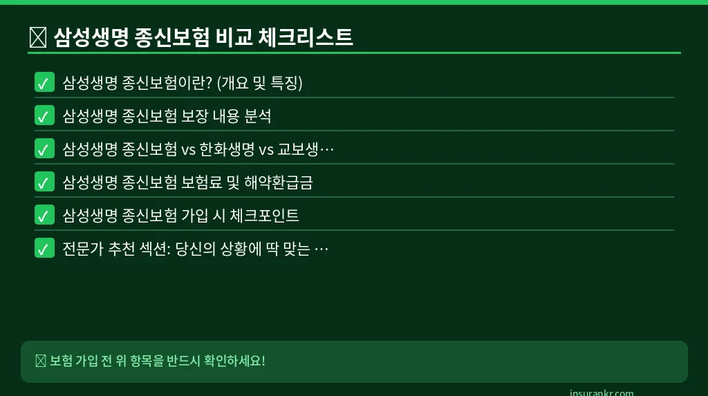 삼성생명 종신보험 비교 체크리스트