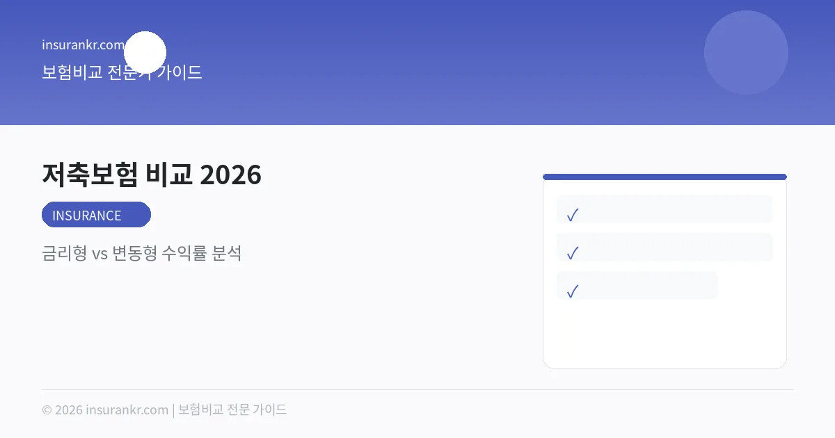 저축보험 비교 2026 — 금리형 vs 변동형 수익률 분석