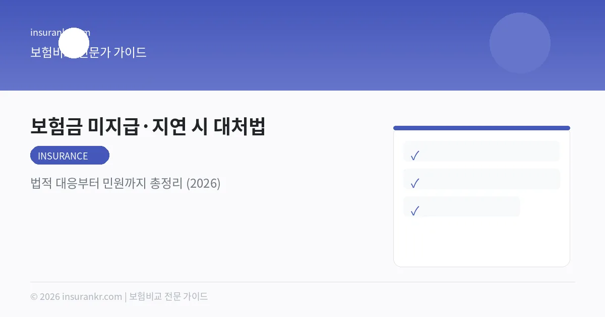 보험금 미지급·지연 시 대처법 — 법적 대응부터 민원까지 총정리 (2026)