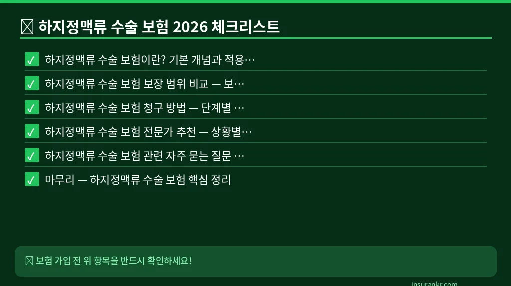 하지정맥류 수술 보험 2026 체크리스트