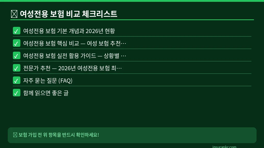 여성전용 보험 비교 체크리스트